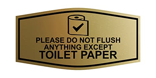 Fancy Schild mit Aufschrift "Please Do Not Flush Anything Except Toilet Paper (Rolle), gebürstetes Goldfarben, groß von Signs ByLITA