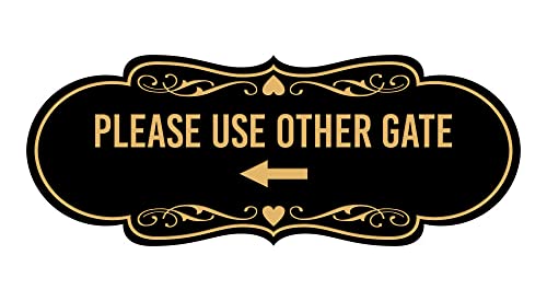 Signs ByLITA Designer Please Use Other Gate Left Pfeilschild (Schwarzgold), Größe M von Signs ByLITA