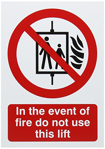 Signs & Labels FR08651R Warnschild In the Event of Fire Do Not Use This Lift (Aufzug im Brandfall nicht benutzen, in englischer Sprache) von SIGNS & LABELS