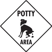 Potty Areal Schild - Hund Pooping Außeres Rostfreies Aluminiumschild Oder Vinylaufkleber Wetterfest Und Uv-Geschützt 6 X 12 von SignsWithAnAttitude