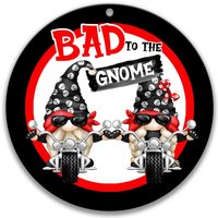 Biker Wichtel Metall Kranz Schild - Harley Gnome Rundes Girl Und Guy Schild, Motorrad Dekor, Niedliches 7-Sum001 von SignsbyLindaNee