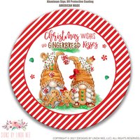 Frohe Weihnachten Gnome, Lebkuchen Weihnachts Wichtel Kranz, Urlaub Gnom Dekor, Niedliche Gnome Kranz Zeichen, 7-xms013 von SignsbyLindaNee