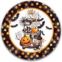 Halloween Rund Metall Kranz Schild - Wählen Sie Ihre Größe Runde Mitte Rae Dunn Kürbis Hexe X-Hal007 von SignsbyLindaNee