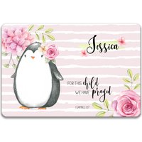 Personalisiertes Pinguin-Schild, Türschild Für Kinder, Baby-Mädchen-Geschenk-Schlafzimmer-Türschild, Taufe Geschenk B-Scr005 von SignsbyLindaNee