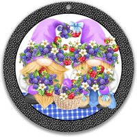 Runde Blaubeer Wichtel Kranz, Blaubeerkuchen Dekor, Sommer Geschenk Für Sie, Süßes Schild, Thema 7-Sum014 von SignsbyLindaNee