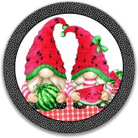 Rundes Wassermelonen-Wichtel-Kranz-Zeichen, Eins in Einer Melone, Wassermelonen-Sommer-Dekor, Geschenk Für Sie, Niedliches Gnom-Zeichen von SignsbyLindaNee