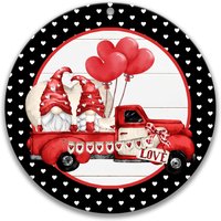 Valentinstag Zeichen, Liebe Gnome Kranz Wichtel Paar Auf Lkw Frühling Metall Dekor, Lieferungen 7-Val005 von SignsbyLindaNee