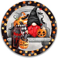 Vampir Wichtel Kranz Schild - Dracula Kleintransporter Halloween Kürbis Herbst Metall Niedliche Dekoration Kunst 7-Hal009 von SignsbyLindaNee