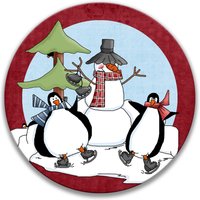 Weihnachten Kranz Schild, Schneemann Dekor, Pinguin Wandkunst, 20 cm Weihnachtsdekor, Rund Urlaub Zubehör, Befestigung X-Xms006 von SignsbyLindaNee