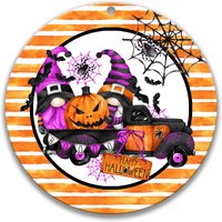 Wichtel-Halloween-Schild, Vintage Pickup-Truck, Hexen-Zwerg-Schild, 12-Zoll-Halloween-Kranz-Schild, 8-Zoll-Herbst-Türaufhänger, Saisonales Dekor von SignsbyLindaNee