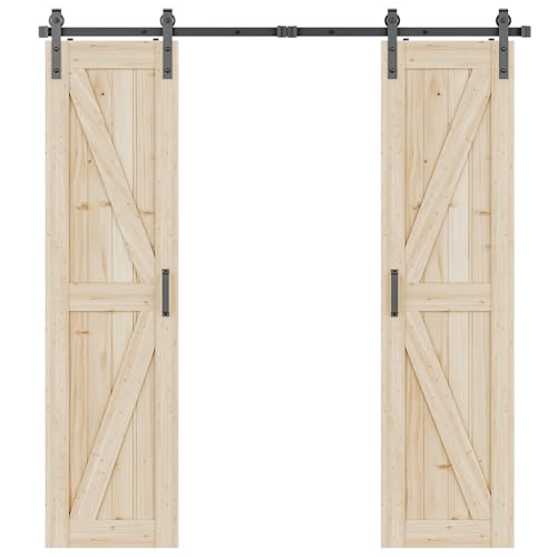305cm Schiebetür Komplettset Schiebetürbeschlag Doppeltür Schiebetürsystem Doppelte Scheunentür Schiene Set Schwarz für 2 Holztür 76cm Breit 305cm Schiebetür Komplettset Schiebetürbeschlag Doppeltür Schiebetürsystem Doppelte Scheunentür Schiene Set Schwarz für 2 Holztür 76cm Breit von Signstek