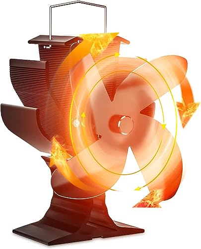 Signstek Ofenventilator Kaminventilator Öfen ohne Strom für Kamin Kaminöfen, Kamin Ventilator für Holzöfen, Lüfter mit 4 Blättern von Signstek