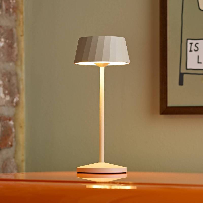 LED-Akku-Tischlampe Facetta, 3er-Set, beige, 22 cm, IP44 von Sigor