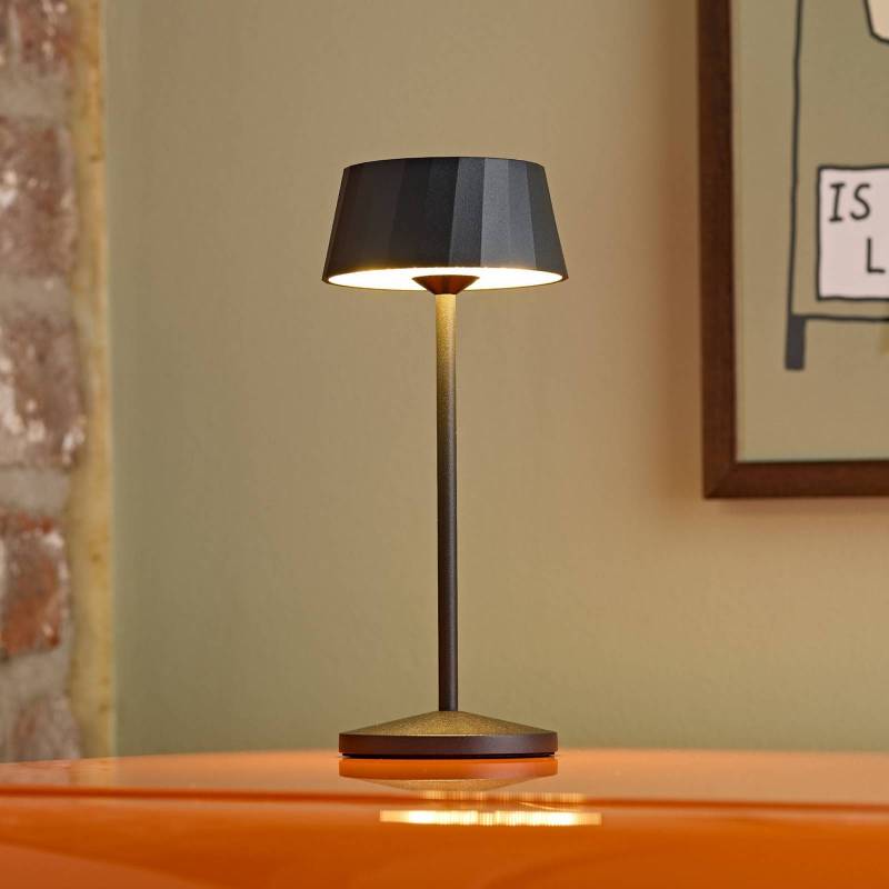 LED-Akku-Tischlampe Facetta, 3er-Set, schwarz, 22 cm, IP44 von Sigor