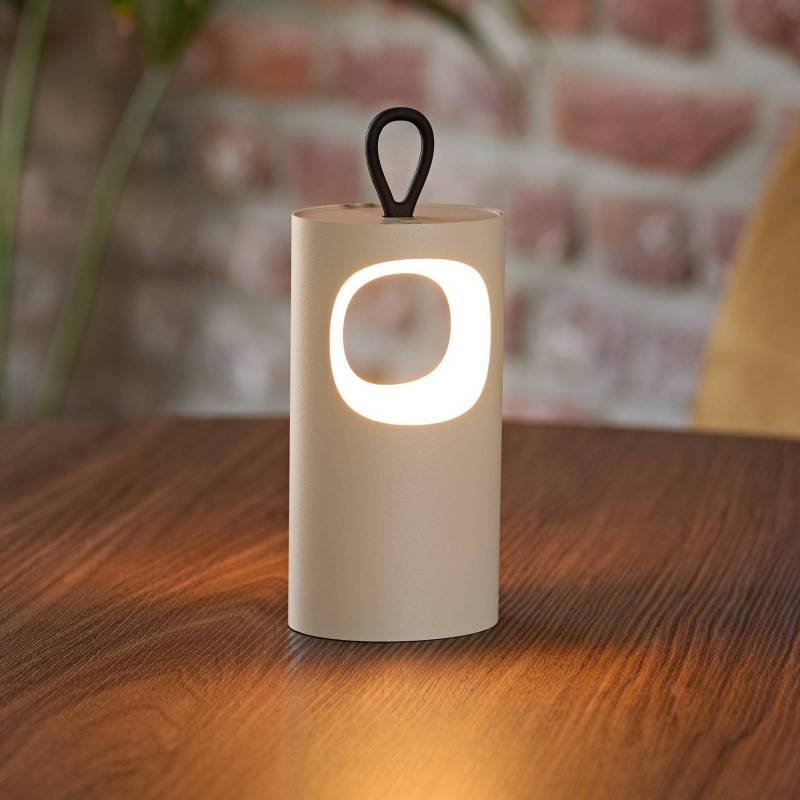 LED-Akku-Tischlampe Lunari, beige, 16 cm, Metall, CCT IP44 von Sigor