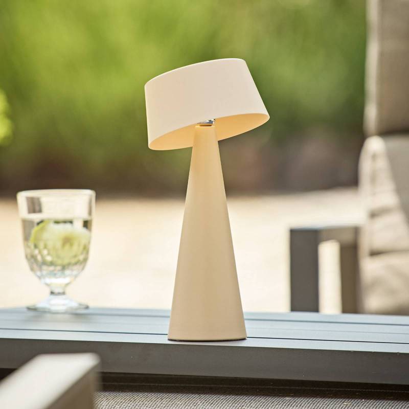 LED-Akku-Tischleuchte Solino, beige, Solar/USB, 26 cm, IP44 von Sigor