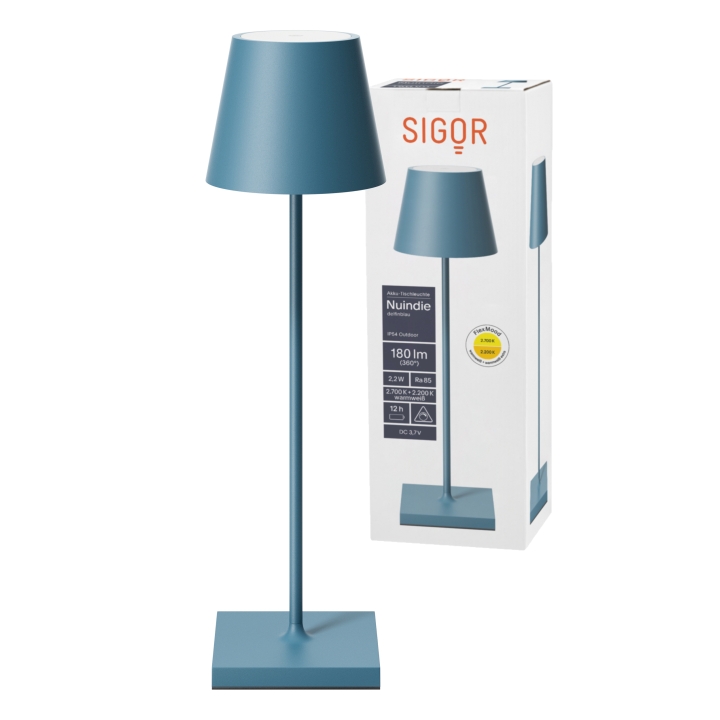 Sigor LED-Akku-Tischleuchte Nuindie in Farbe delphinblau, dimmbar Sigor LED-Akku-Tischleuchte Nuindie in Farbe delphinblau, dimmbar von Sigor