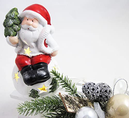 Sigro Export Import Keramik-Weihnachtsmann auf Kugel LED weiß/rot 8 x 8 x 14 cm von Sigro Export Import