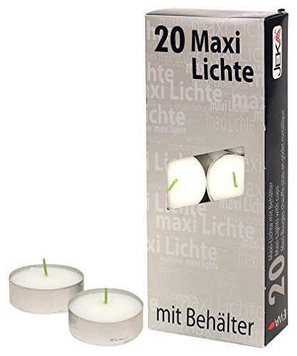 Sigro 20 Stück Maxi Teelichter Kerzen Set mit Aluminium-Auslauf, Silber von Sigro
