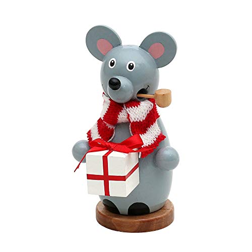 Sigro Maus mit Geschenk Räucherstäbchen Figur, 12 cm, grau von Sigro