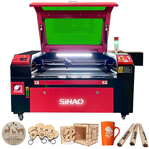 80W CO2 Laser Graviermaschine Sihao Plottermaschine Snapmaker Gravurwerkzeug 700 x 500mm 220V Europlug Ruida Control mit USB-Anschluss für Holz/Papier/Kunststoff/Leder/Keramik/Harz Usw. (80W Upgrade) von Sihao