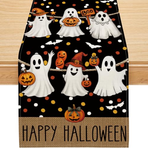 Halloween-Tischläufer, Kürbis-Gruselig, Happy Halloween, Heimdekoration, saisonale Herbstfeiertage, Party, Tischdekoration, Läufer für Tisch, 33 x 274 cm Halloween-Tischläufer, Kürbis-Gruselig, Happy Halloween, Heimdekoration, saisonale Herbstfeiertage, Party, Tischdekoration, Läufer für Tisch, 33 x 274 cm von Siilues