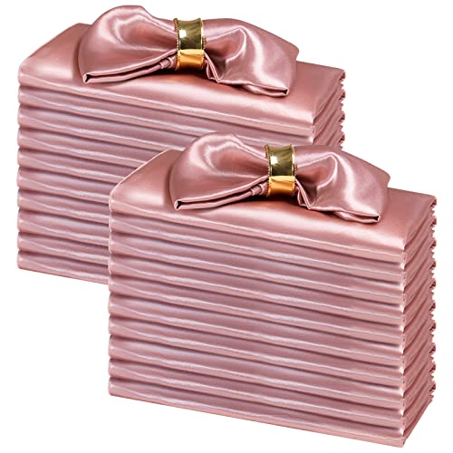 SiinvdaBZX 100 Stück Roségold Stoffservietten 30.5x30.5 cm, quadratische Satin-Servietten seidig weiche Abendessen Servietten oder Taschentuch für Bankett Hochzeit Weihnachten Erntedankfest Dekoration von SiinvdaBZX