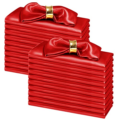 SiinvdaBZX 100 Stück rote Stoffservietten, 30.5x30.5 cm, quadratische Satin-Servietten, seidig weiche Abendessen-Servietten oder Taschentuch für Bankett, Hochzeit, Thanksgiving, Dekoration von SiinvdaBZX