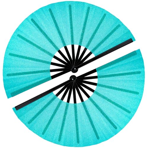 SiissaPeksid 2 x Ventilator mit Stiefeln auf dem Boden, Klatschfächer für Line Dancing, 33 cm, Glitzer, großer Rave-Ventilator, faltbarer Handventilator für Tanz, EDM-Musikfestivals und Partys von SiissaPeksid