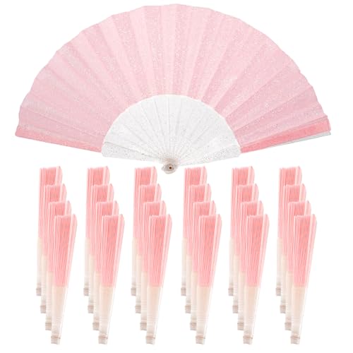 SiissaPeksid 24 Stück Handventilator, faltbarer Handfächer mit glänzender, transparenter Fächerrippe, ideal für Hochzeit, Kirche, Festival, Tanz, Teeparty, Club und EDM-Zubehör, Rosa SiissaPeksid 24 Stück Handventilator, faltbarer Handfächer mit glänzender, transparenter Fächerrippe, ideal für Hochzeit, Kirche, Festival, Tanz, Teeparty, Club und EDM-Zubehör, Rosa von SiissaPeksid