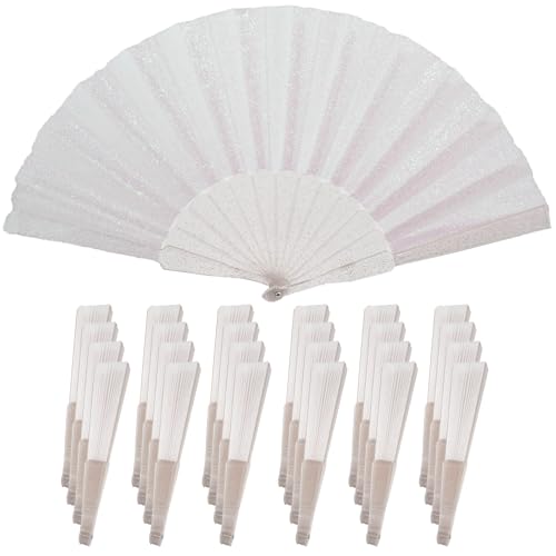 SiissaPeksid 24 Stück Handventilator, faltbarer Handfächer mit glänzender, transparenter Fächerrippe, ideal für Hochzeit, Kirche, Festival, Tanz, Teeparty, Club und EDM-Zubehör, Weiß SiissaPeksid 24 Stück Handventilator, faltbarer Handfächer mit glänzender, transparenter Fächerrippe, ideal für Hochzeit, Kirche, Festival, Tanz, Teeparty, Club und EDM-Zubehör, Weiß von SiissaPeksid