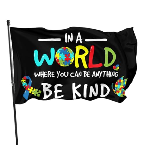 Flagge für Autismus-Bewusstsein, 90 x 152 cm, für drinnen und draußen, in einer Welt, wo Sie alles sein können, mit Öse, dekoratives Schild für Haus, Garten, Hof, Banner, dekoratives Schild von Siiuuol