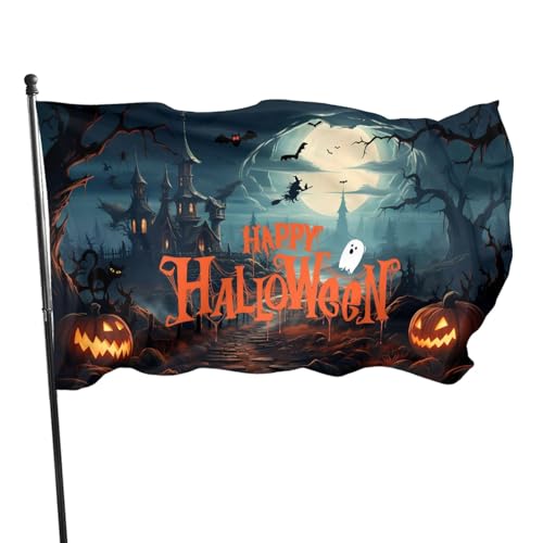 Happy Halloween-Flagge, 90 x 152 cm, für drinnen und draußen, mit Öse, dekoratives Schild für den Garten und den Hof von Siiuuol