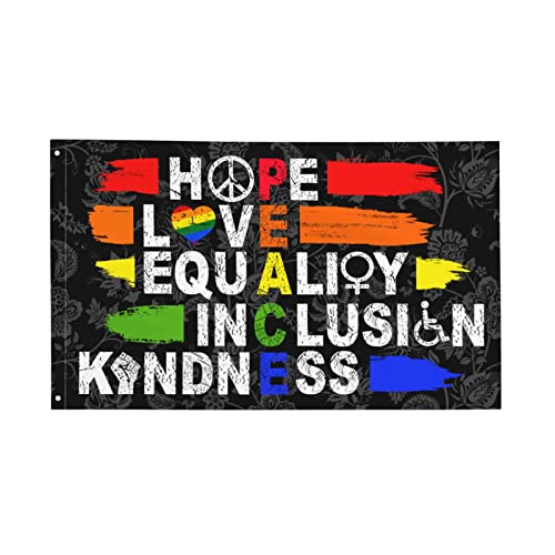 Hope Love Equality Inclusion Kindness Flagge 91 x 152 cm Frieden Garten Hof Banner Outdoor dekoratives Schild von Siiuuol