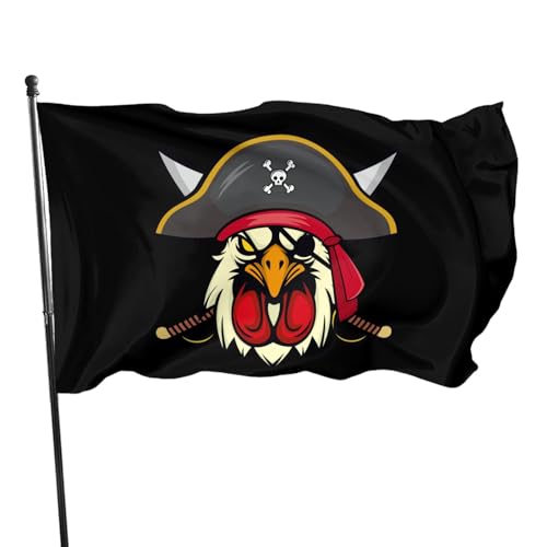 Huhn-Piratenflagge, 90 x 152 cm, für drinnen und draußen, mit Öse, Garten, Haus, Hof, Wikinger-Banner, dekoratives Schild von Siiuuol