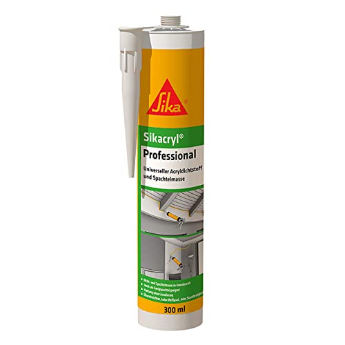 Sika – Acryldichtstoff – Sikacryl Professional Weiß – ideal für Dicht- und Anschlussfugen – für den Innenbereich – geringer Schrumpf – 300 ml von Sika