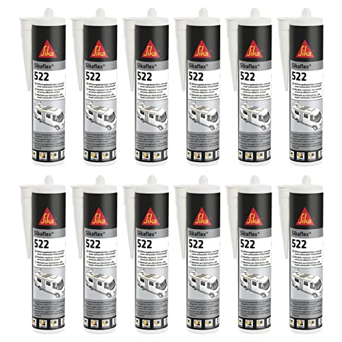 Sikaflex 522 Witterungsbeständiger Emissionsarmer Universeller Kleb- und Dichtstoff (Ersetzt 521 UV und 221i) 300ml Kartusche (Weiß) 12x von Sika