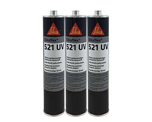 3 x Sikaflex 521 UV schwarz 300ml Polyurethan Hybrid Dichtstoff von Sika