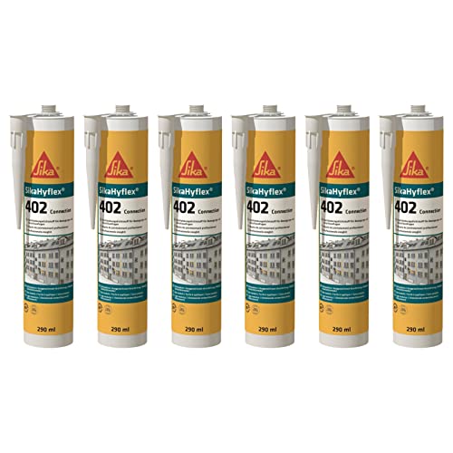 6x SikaHyflex 402 Connection nachhaltiger elastischer Hochleistungsdichtstoff auf STP-Basis für Anschlussfugen 290ml (Ersetzt Sikaflex AT Connection) Betongrau von Sika
