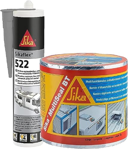 Bundle aus Sikaflex 522 Caravan weiß 300ml STP Kleb- und Dichtstoff + Sika Gun HD, extra leichte Kartuschenpistole mit hoher Übersetzung von Sika