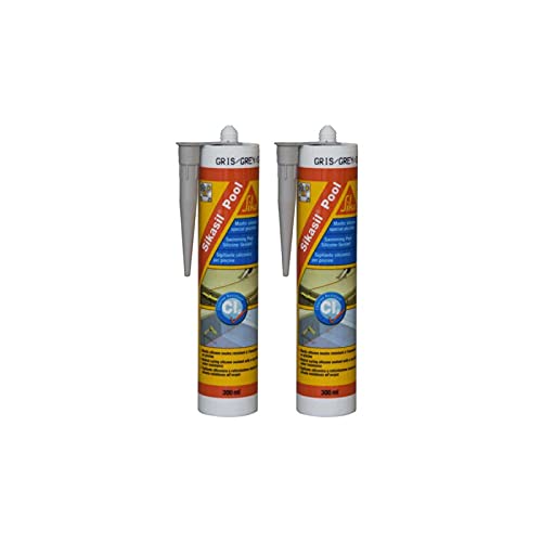 Set mit 2 Silikondichtstoffen SIKA Sikasil Pool - Grau - 300ml von Sika