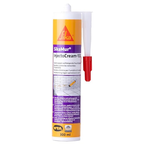 SIKA – Bohrlochinjektion – SikaMur InjectoCream 100 Weiß – ideal zur Bekämpfung von Mauerfeuchte – wasserabweisend – 300 ml SIKA – Bohrlochinjektion – SikaMur InjectoCream 100 Weiß – ideal zur Bekämpfung von Mauerfeuchte – wasserabweisend – 300 ml von Sika