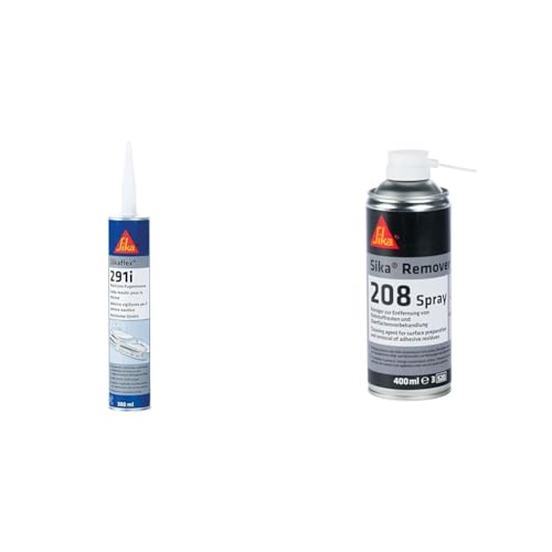 Sika – Dichtstoff – Sikaflex-291i Weiß & Spray Reiniger – Sika Remover-208 Farblos – zur Entfernung von Klebstoffresten und Oberflächenvorbehandlung – für Innen und Außen – 400 ml von Sika