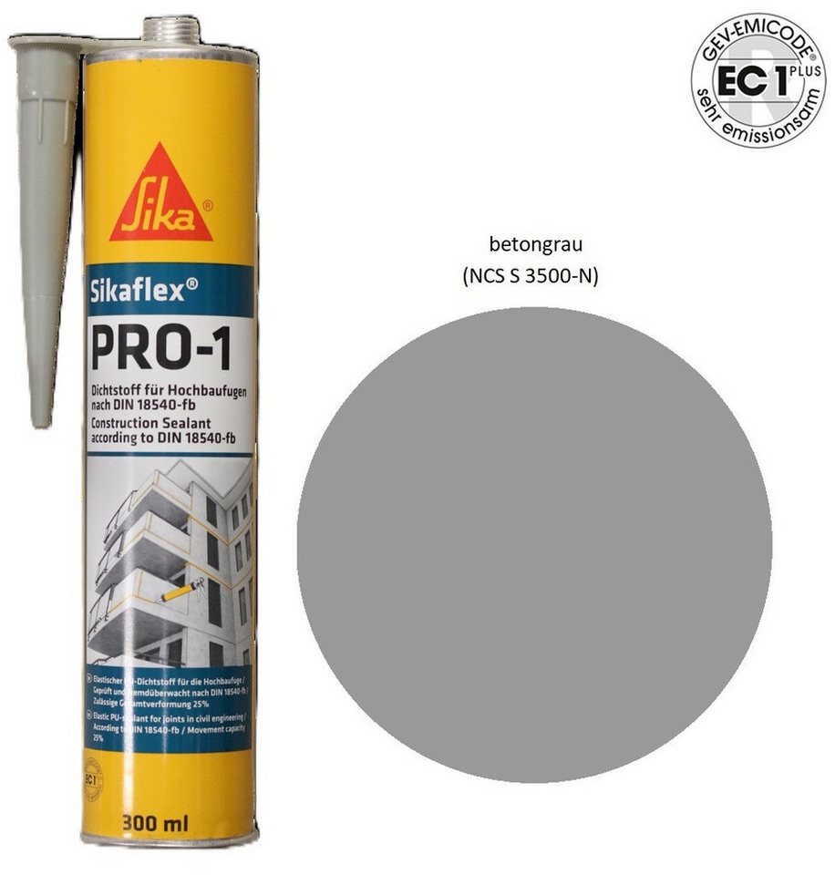 Sika Dichtstoff Sikaflex Pro1 PU-Polyurethan Fugen Dichtstoff 300ml Kartusche, gebrauchsfertig von Sika