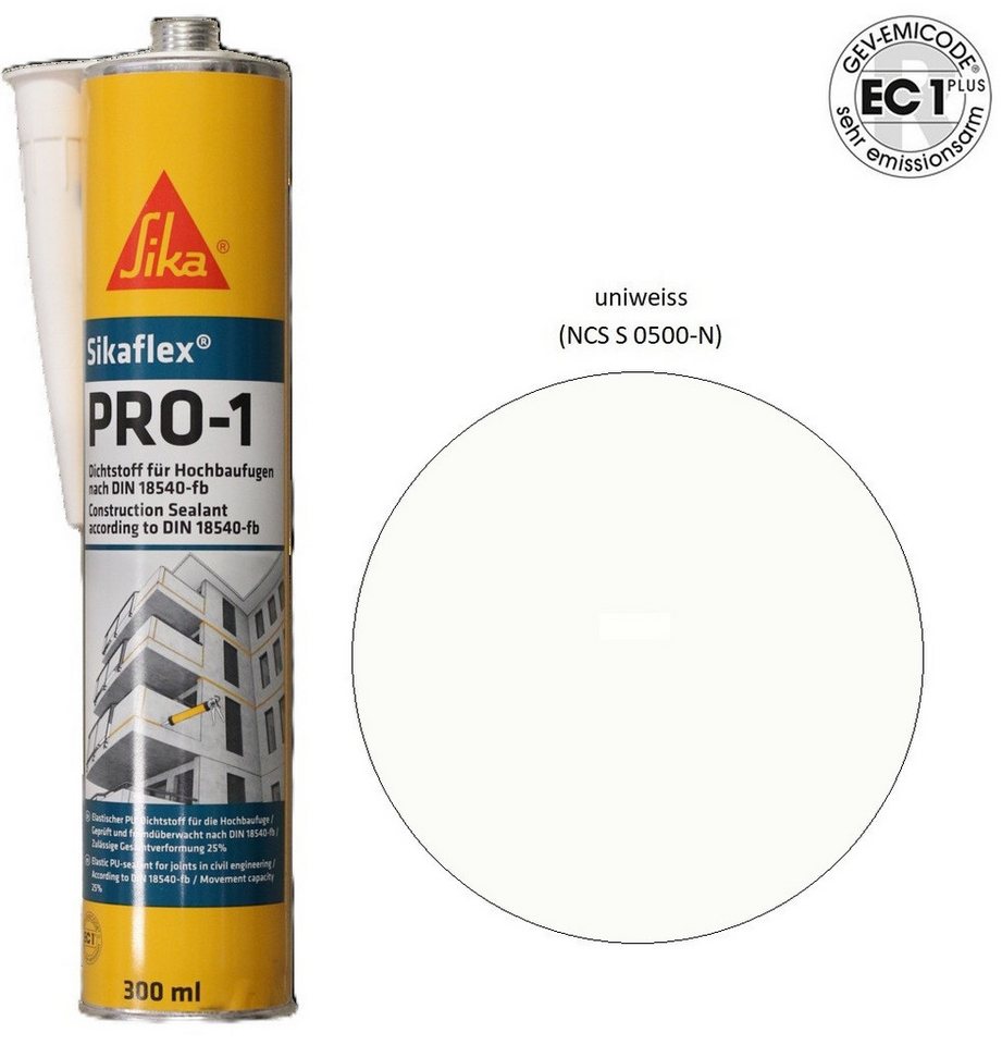 Sika Dichtstoff Sikaflex Pro1 PU-Polyurethan Fugen Dichtstoff 300ml Kartusche, gebrauchsfertig von Sika