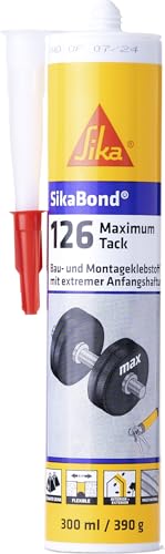 SIKA – Montageklebstoff – SikaBond-126 Maximum Tack Schwarz – starke Anfangshaftung – geeignet für Metalle und Baustoffe – lösemittelfrei – 300 ml von Sika