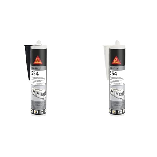 Sika – Montageklebstoff – Sikaflex-554 Schwarz & Montageklebstoff – Sikaflex-554 weiß – ideal für große Bauteile und hohe dynamische Belastung – alterungs- und witterungsbeständig – 300 ml von Sika