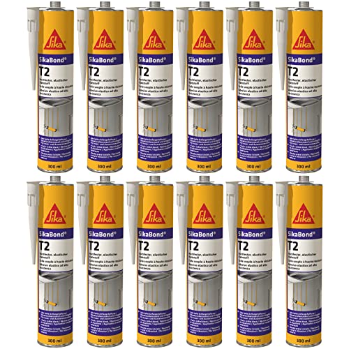 SikaBond T-2 hochviskoser Polyurethan PU Bau- und Konstruktionskleber 300ml Kartusche, weiß von Sika