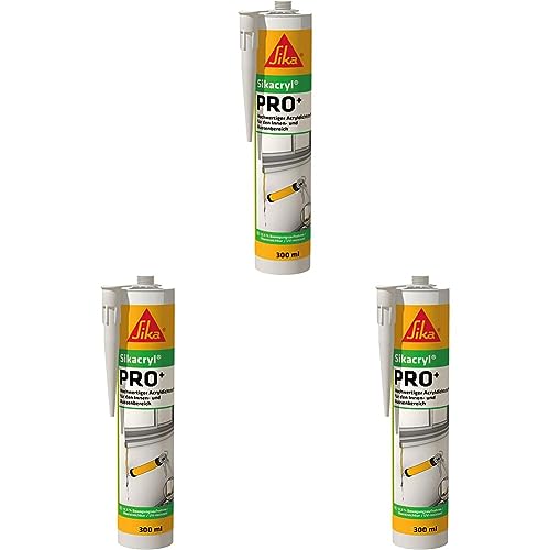 Sikacryl PRO+ Acryldichtstoff mit 12,5% Bewegungsaufnahme 300ml weiß (Packung mit 3) von Sika