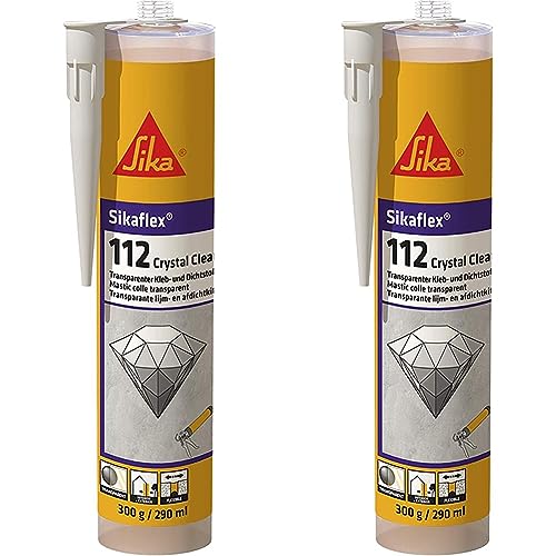 Sikaflex-112 Crystal Clear 300ml transparent vielseitiger Kleb-& Dichtstoff (Packung mit 2) von Sika